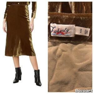 Faherty Women’s Stretch Silk Velvet Ina Slip Skirt Size M